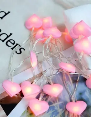 สายไฟ LED รูปหัวใจ  สําหรับตกแต่งห้องนอน - 1.5M สีชมพู