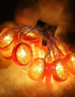 สายไฟ 10 Leds รูปเลม่อน - 2M สีส้ม