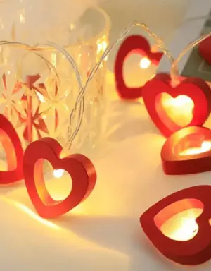 สายไฟหิ่งห้อย LED  20 ดวง รูปหัวใจ - สีแดง