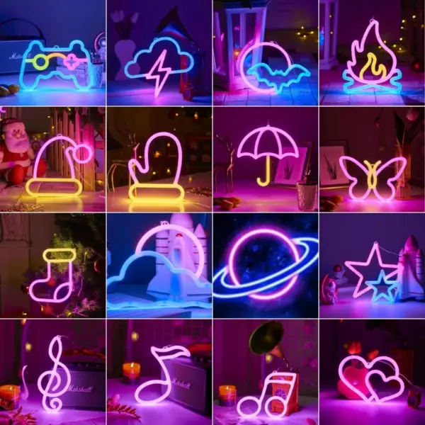 luoo66 (แพ็คสุดค้ม) ไฟนีออน LED แบบ2ด้าน 16 ชิ้น รวมทุกแบบ