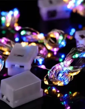 ไฟประดับ ไฟเส้น LED แบบใส่ถ่านกระดุม -  1M รวมสี