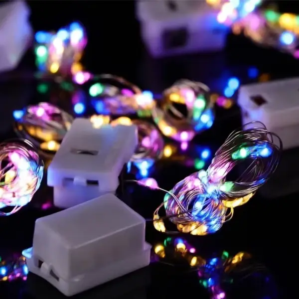 luoo67 ไฟประดับ ไฟเส้น LED แบบใส่ถ่านกระดุม - 1M รวมสี