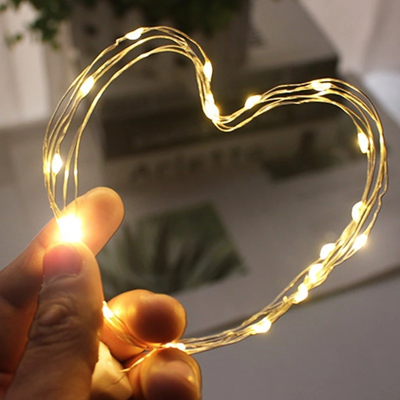 ไฟประดับ ไฟเส้น LED แบบใส่ถ่านกระดุม - 1M สีขาว