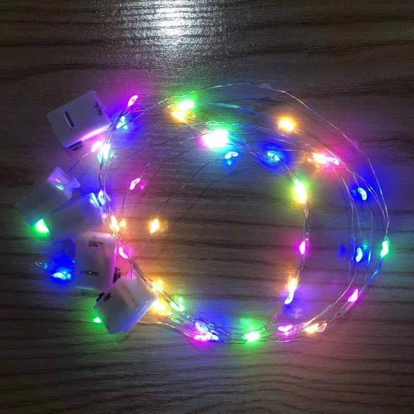 ไฟประดับ ไฟเส้น LED แบบใส่ถ่านกระดุม - 2M รวมสี